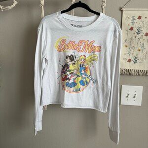 Sailor Moon white long sleeve cropped tee kawaii anime - Size M